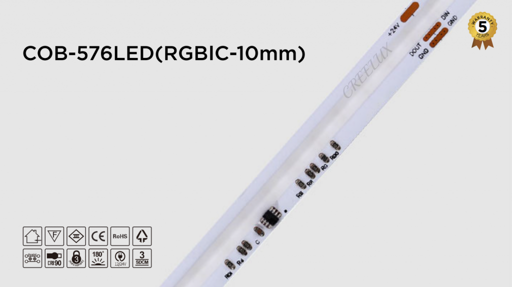 CREELUX- COB LED Strip RGBIC Magic Color 576Leds/M - 5 Years Warranty