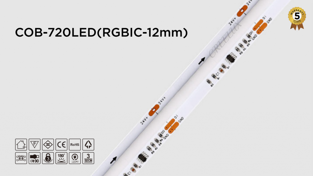 CREELUX- COB LED Strip RGBIC Magic Color 720Leds/M - 5 Years Warranty