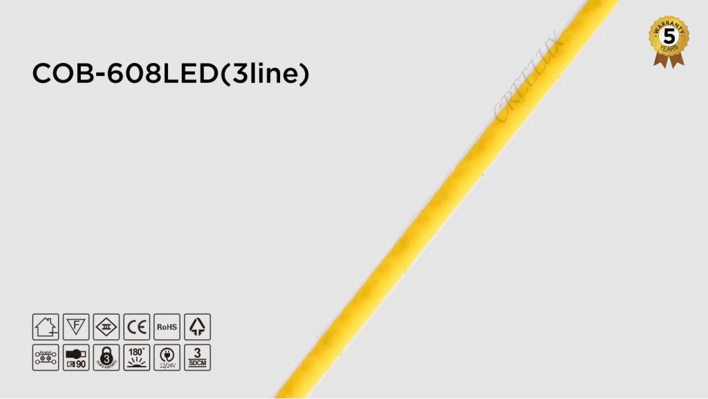 CREELUX- COB LED Light Strips 5MM 608Leds/M - 5 Years Warranty